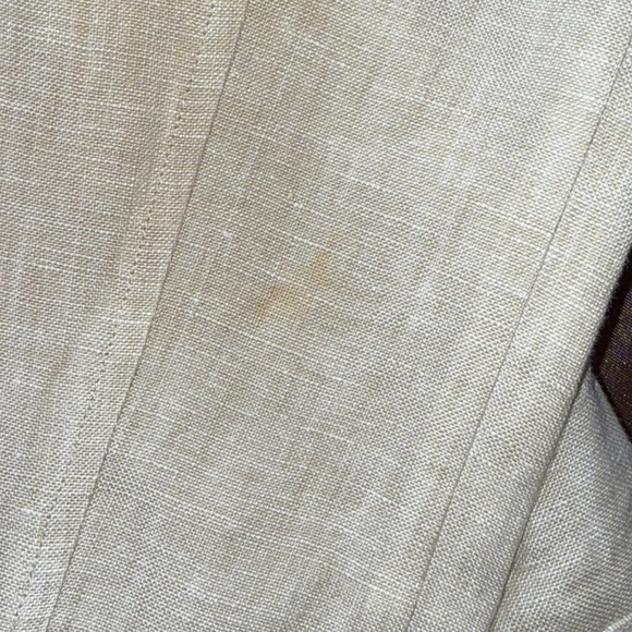 Magaschoni Linen Cropped Button-Front Jacket Shirt Pale Cream Yellow Lined Sz 6 - Picture 13 of 14